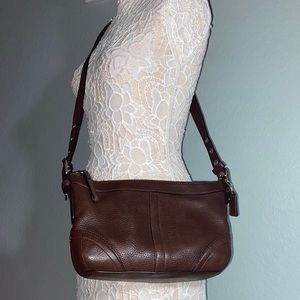 Coach Vintage F12321 Pebbled Leather Dark Chocolate Crossbody or Shoulder bag